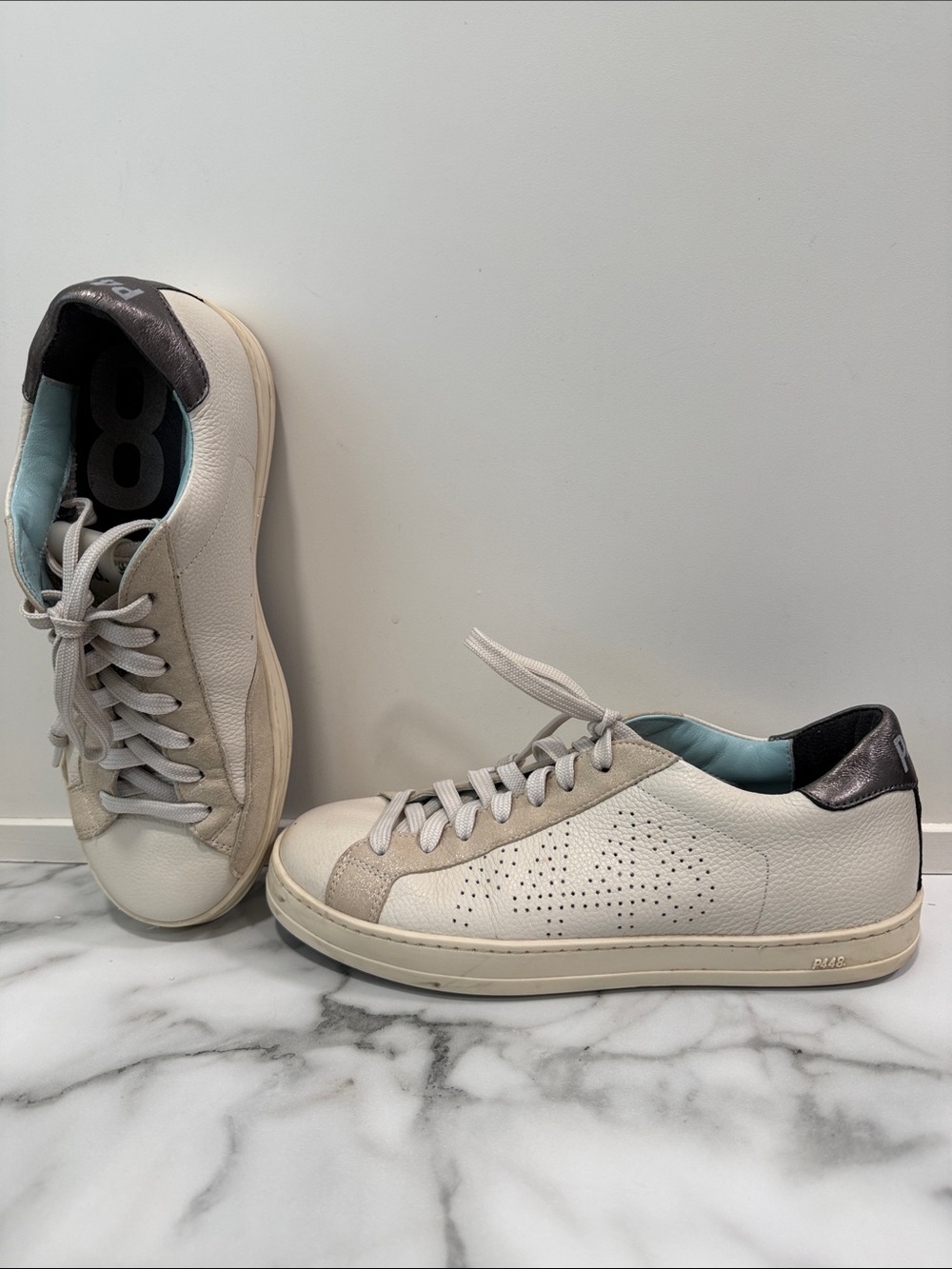 P448 John cream leather women’s sneakers size 38